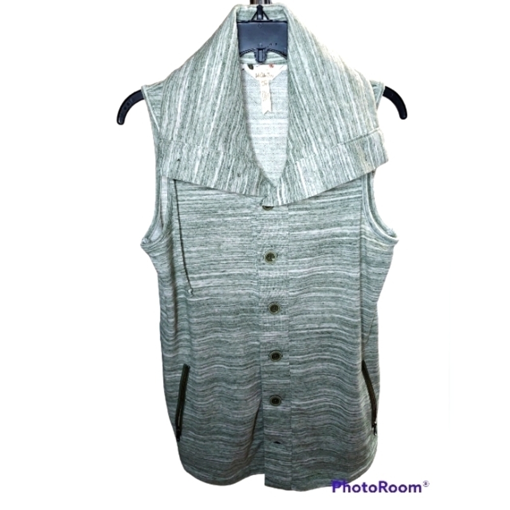 Matilda Jane "Out the Door" Vest small Heather Green stripes